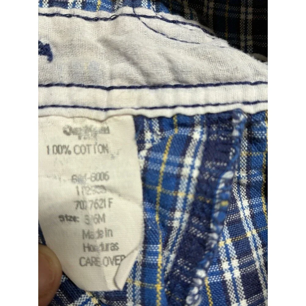 VTG Baby Bgosh Vestbak Plaid  3/6 Mo USA Blue OshKosh Overalls